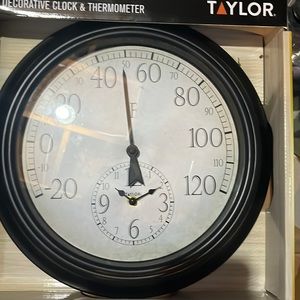 Taylor decorative clock and thermometer